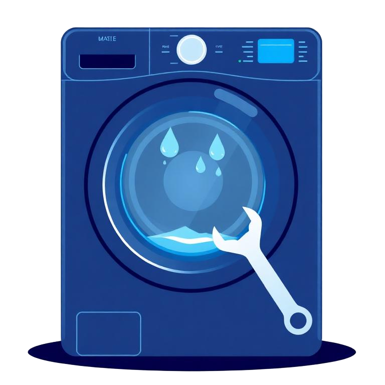 Vector illustration of a washing machine with a wrench